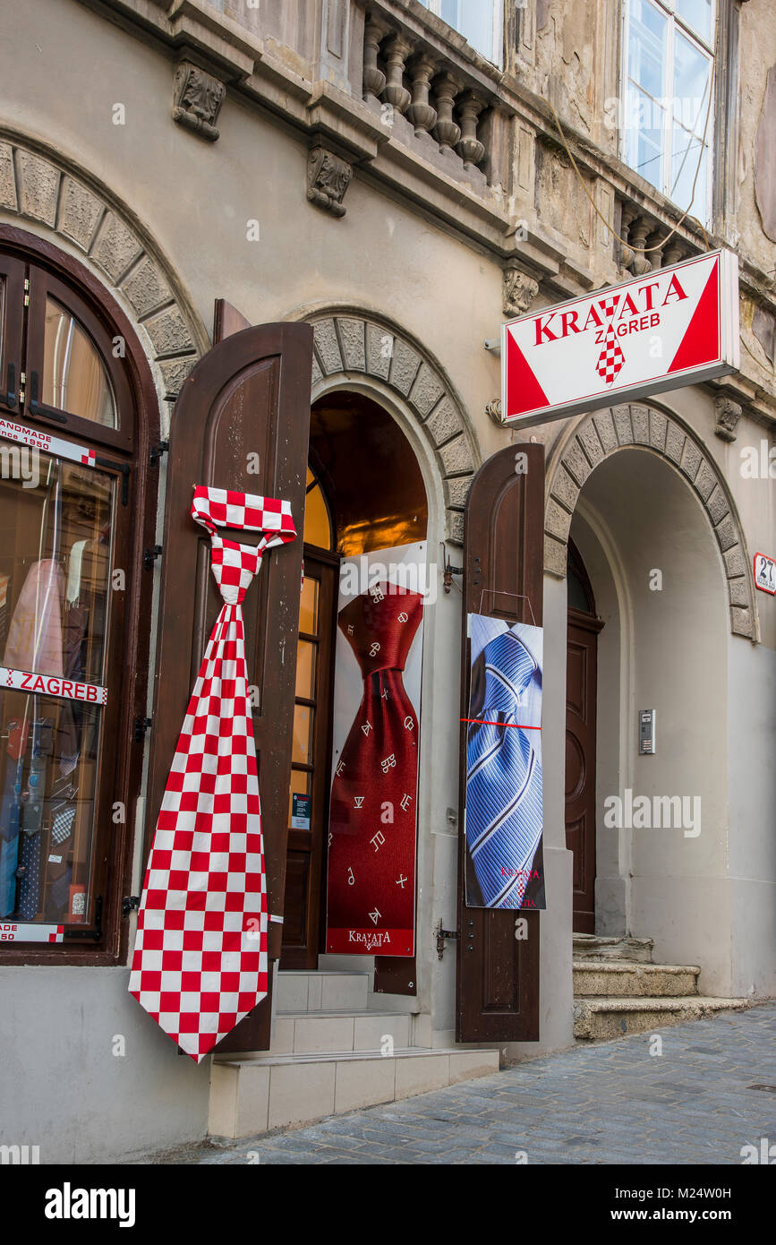 Kravata tie shop in Zagreb, Croatia. Croatia is the homeland of the first  necktie as it originates from cravat worn by 17th-century Croat soldiers  Stock Photo - Alamy