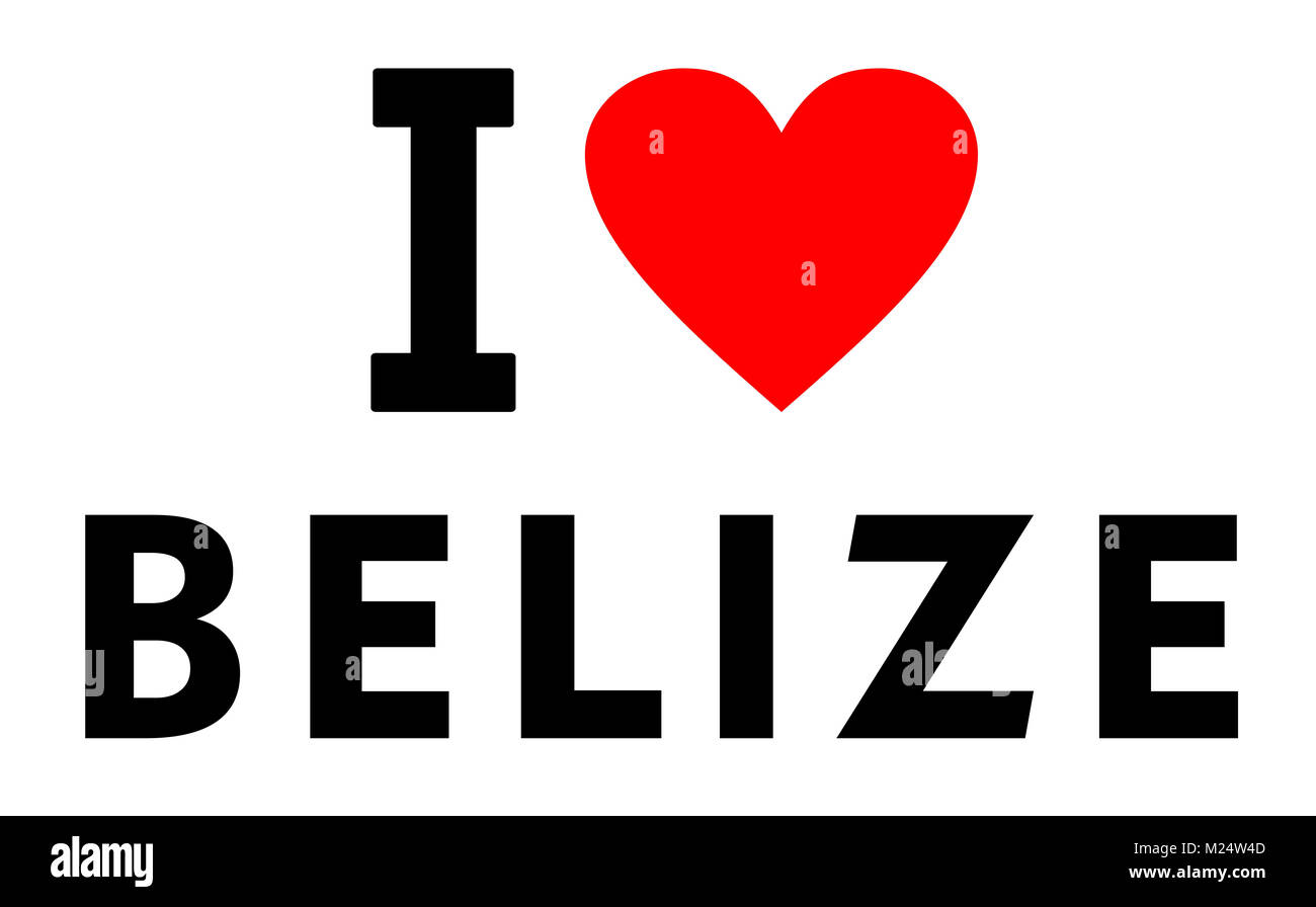 I love Belize country text red heart message Stock Photo