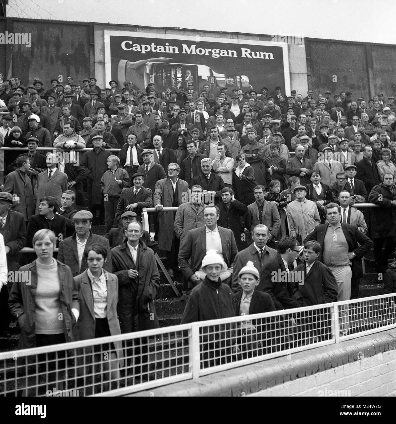 Millwall Football club fans at old The Den 1967 Stock Photo