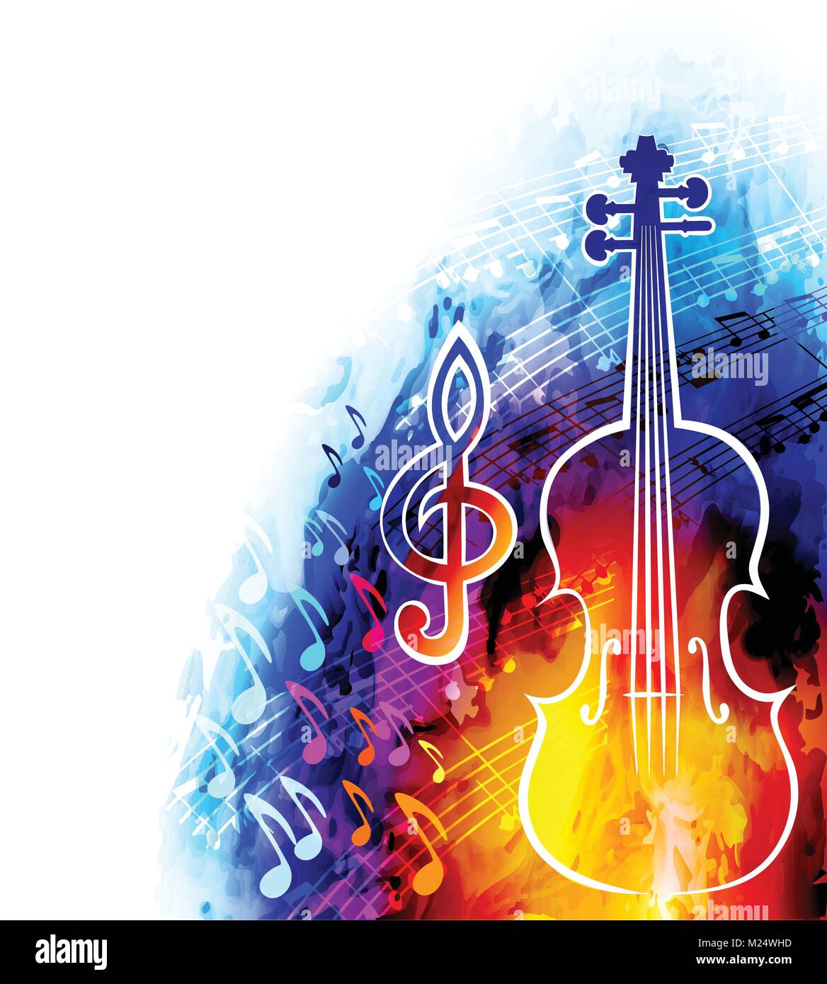 Classical music background with violin and musical notes Stock Vector