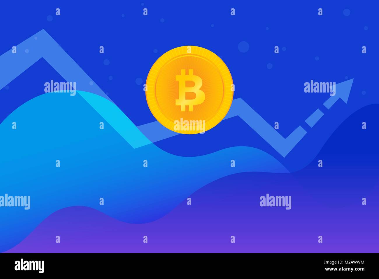 Bitcoin golden symbol concept vector illustration of huge growth on ...