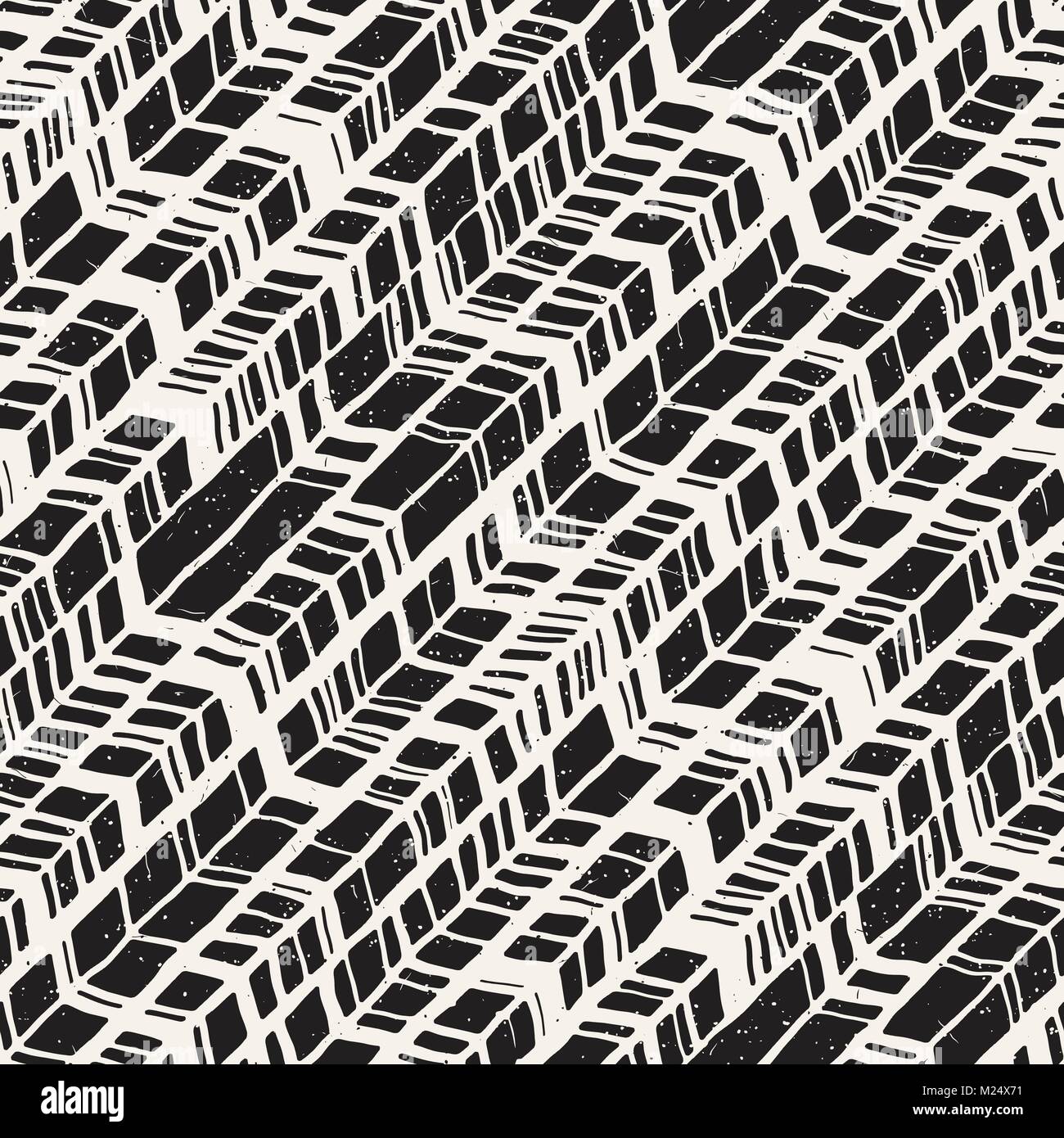 Vector seamless freehand pattern. Doodle monochrome print with hand ...