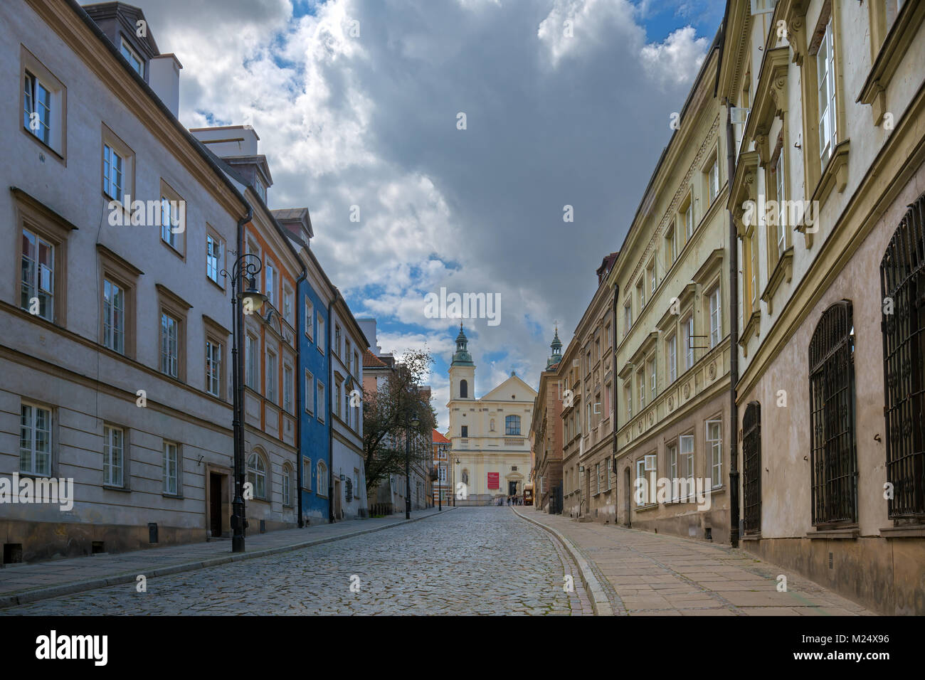 Street of the old town in Warsaw. Street Mostowa Stock Photo