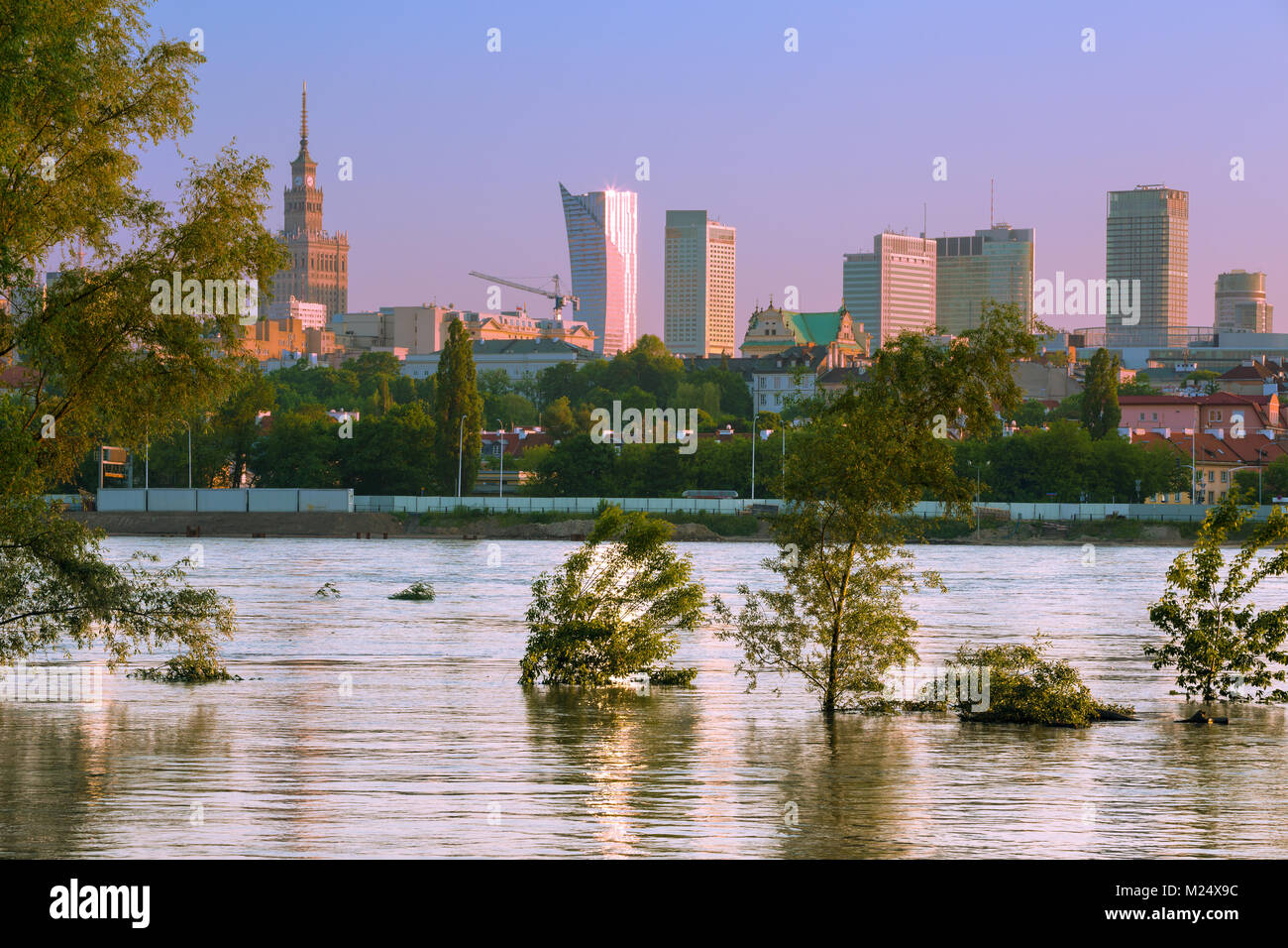 A view of the center of Warsaw during high water level Stock Photo
