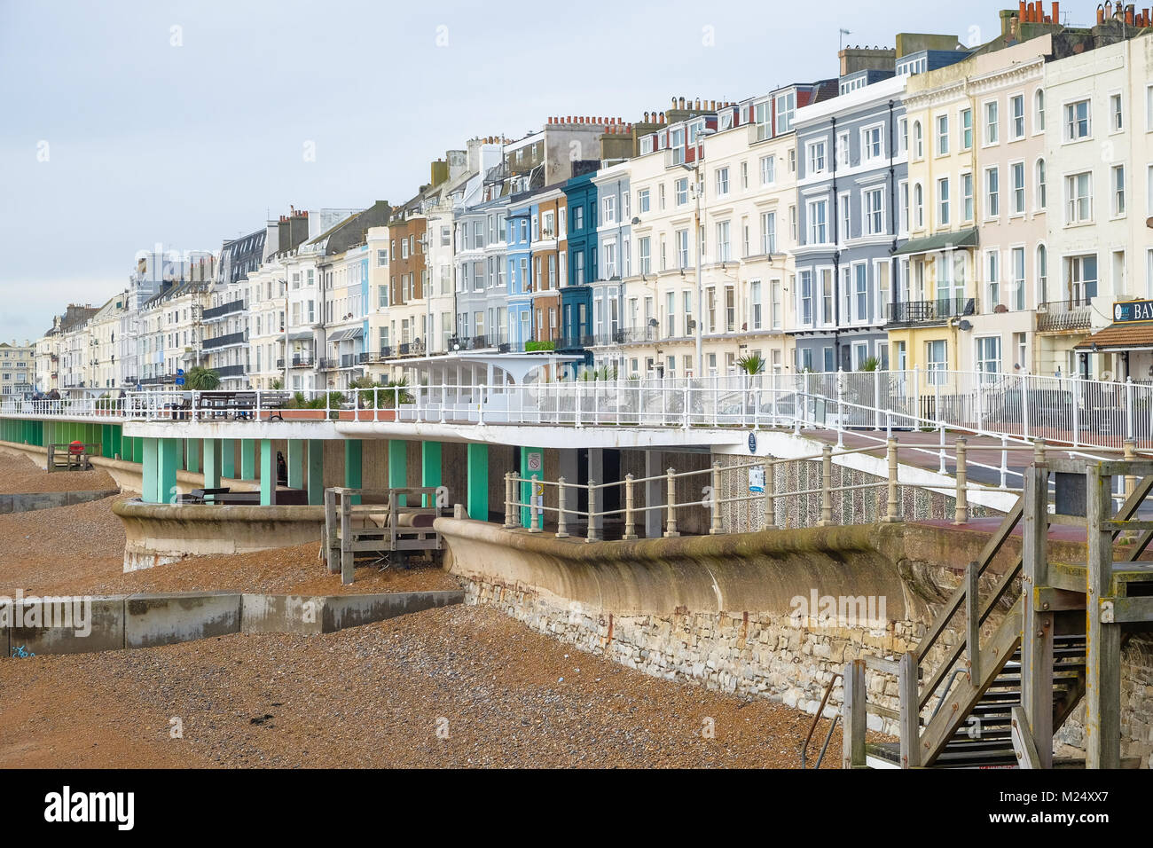 Hastings seafront victorian houses and the entrance to bottle alley