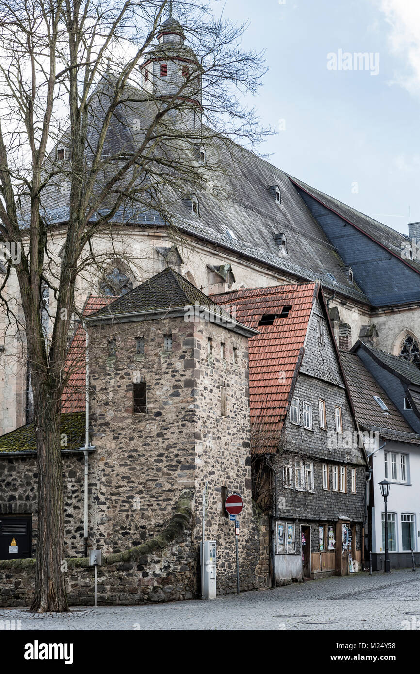 Alsfeld, Germany, houses and Trinity Church (Dreifaltigkeitskirche) in ...