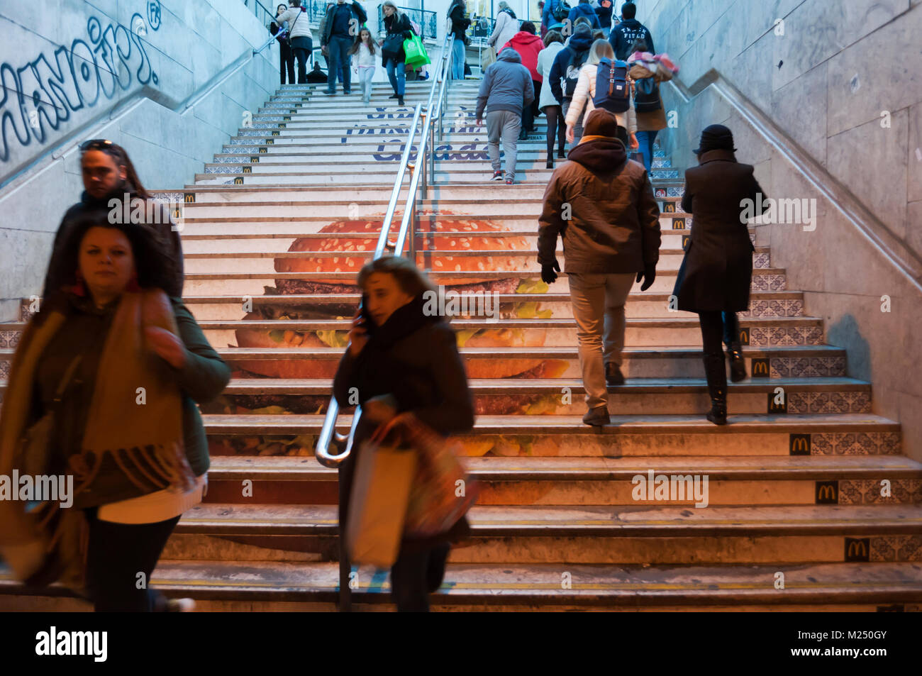 Metro exit in Baixa-Chiado, Lisbon, Portugal Stock Photo