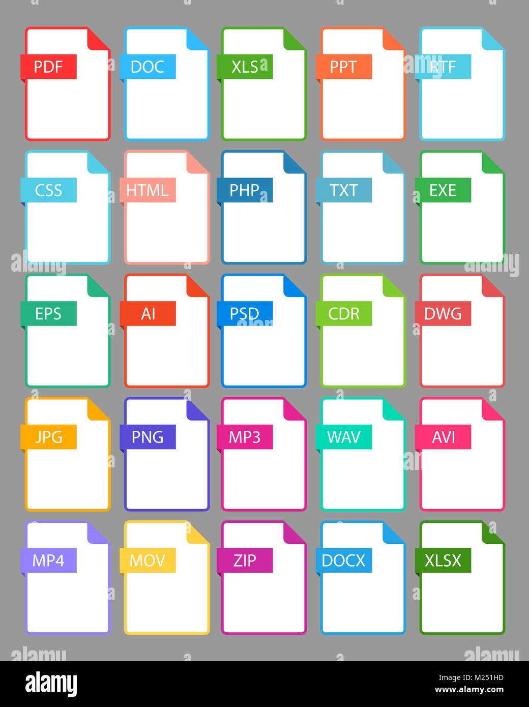 Set file format icon. Stock Vector