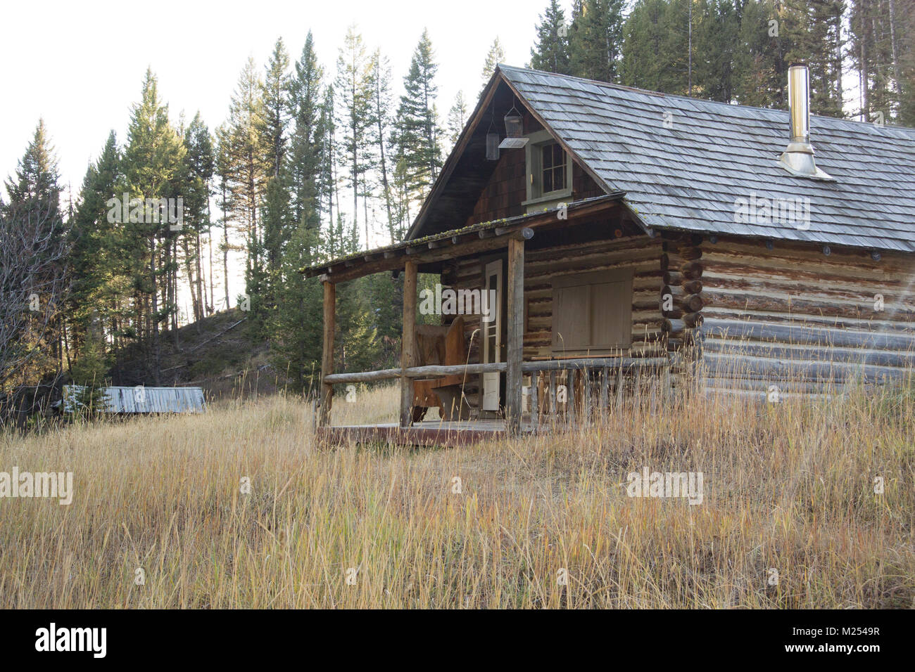 An old log cabin at the Ghost Town, on Bear Gulch, northwest of