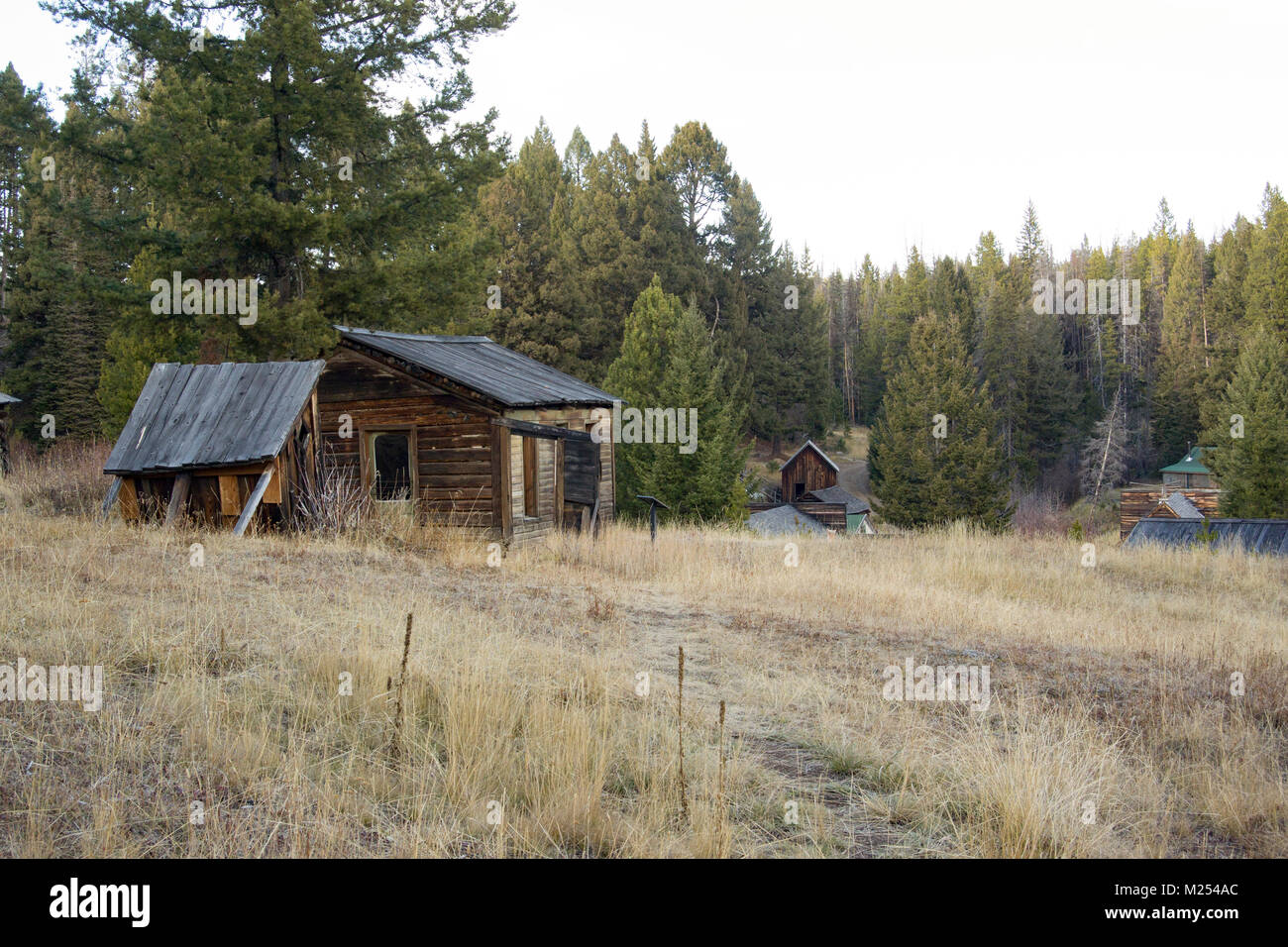 Abandoned wooden cabins at the Ghost Town, on Bear Gulch