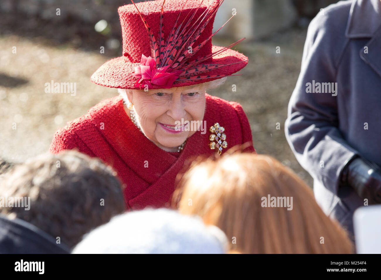 Queen Elizabeth II and Prince Philip visit to St Peter and St Paul church, West Newton, UK Stock Photo