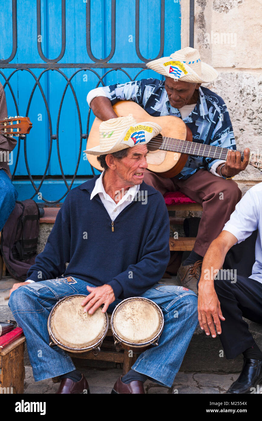 Street musicians at Havana, Cuba, West Indies, Caribbean, Central America Stock Photo