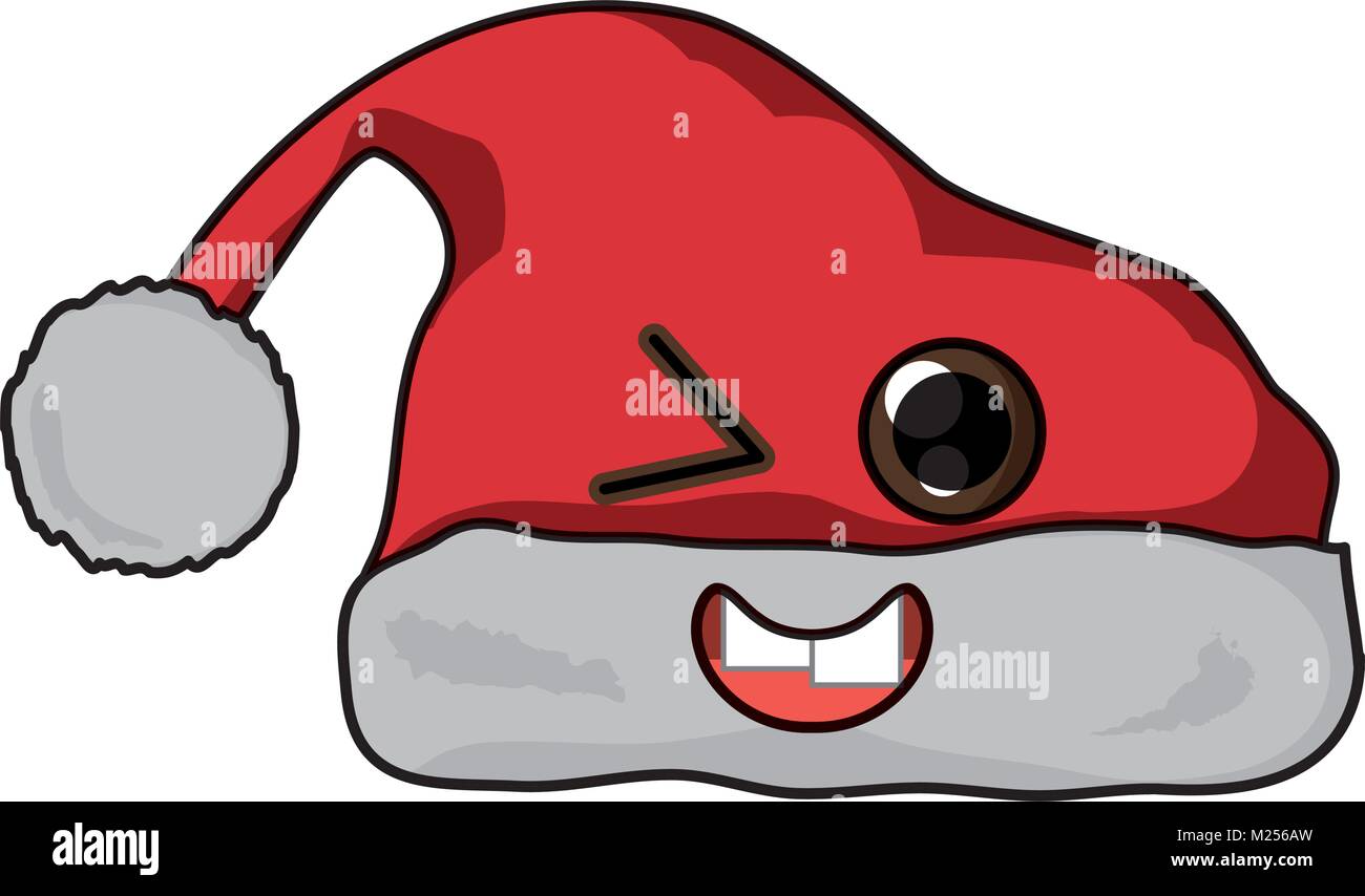 kawaii christmas hat icon Stock Vector