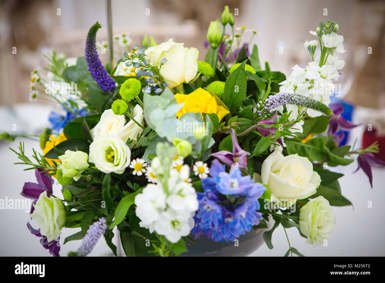 Colourful floral arrangement on wedding reception table, close up Stock ...