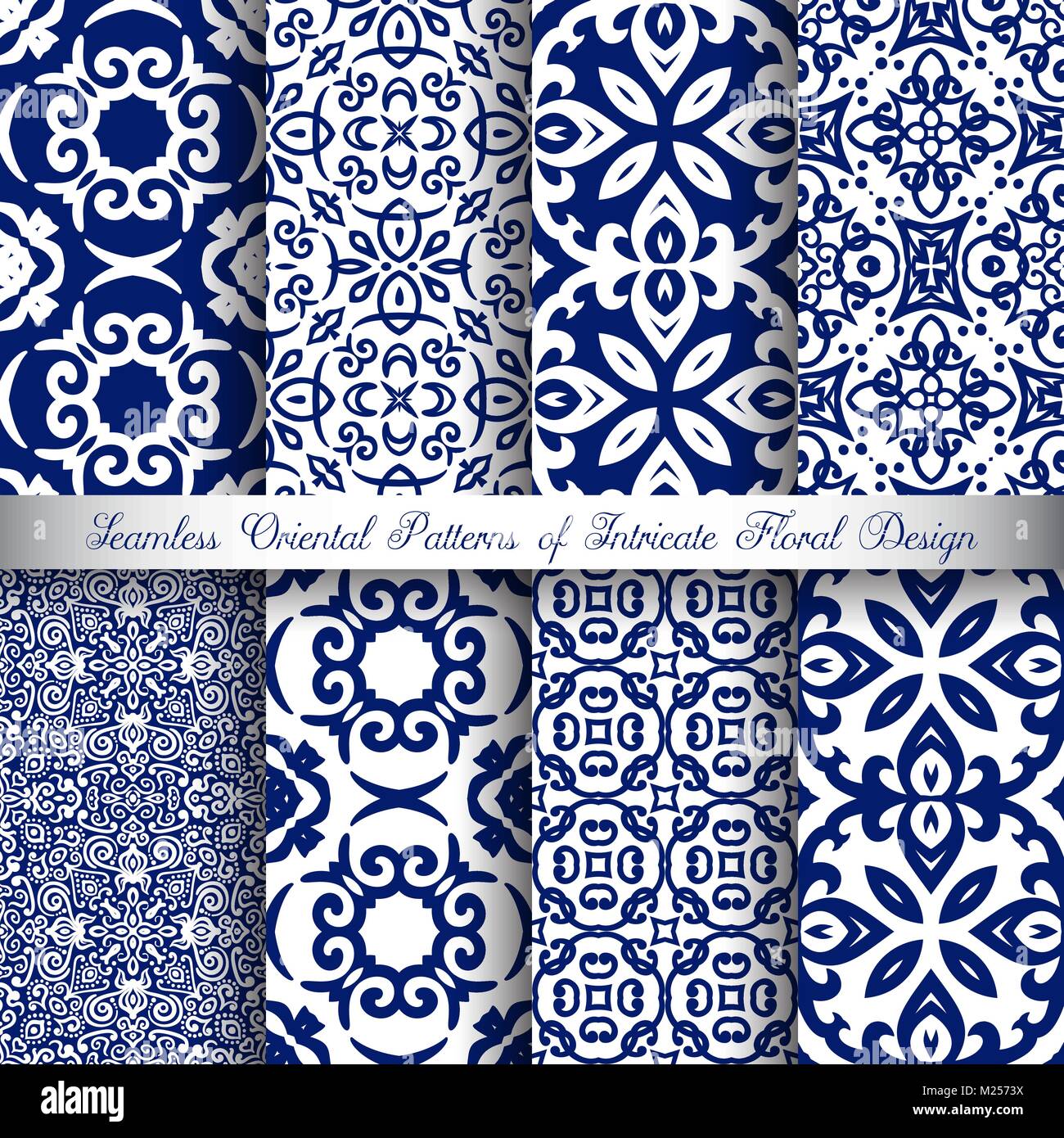 Blue Arabesque Patterns Stock Vector