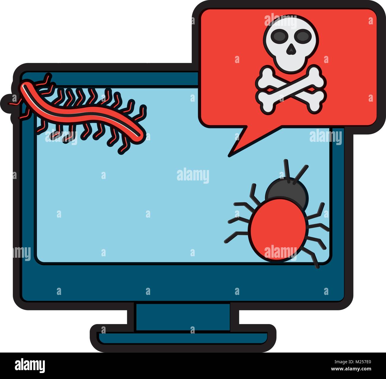 computer monitor virus bug worm message attack Stock Vector Image & Art