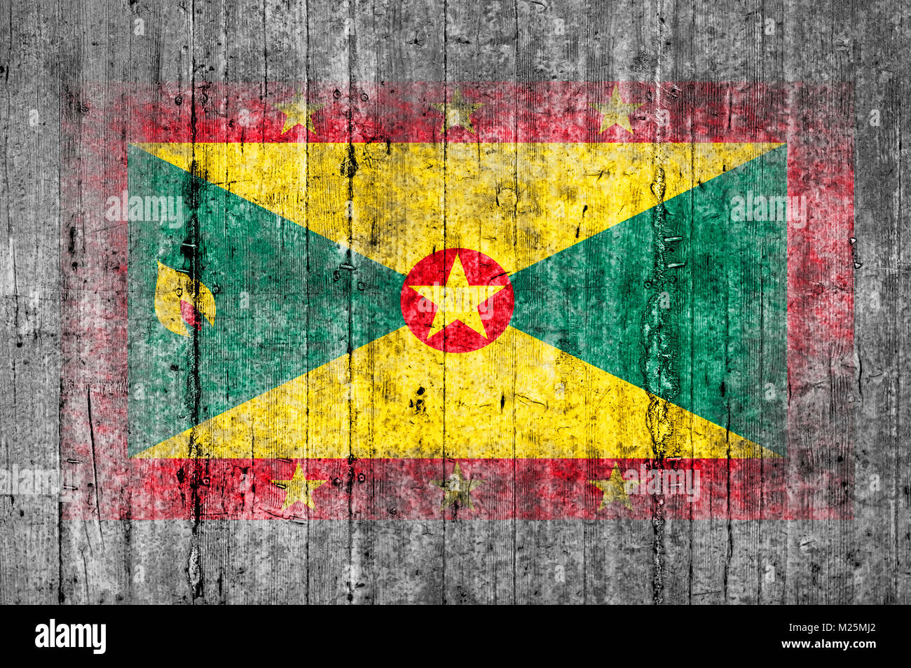 Grenada flag painted on background texture gray concrete Stock Photo ...