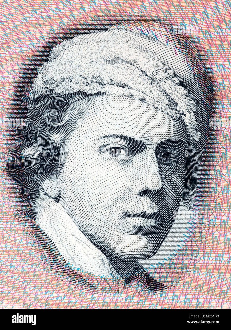 Jens Juel portrait from Danish money Stock Photo