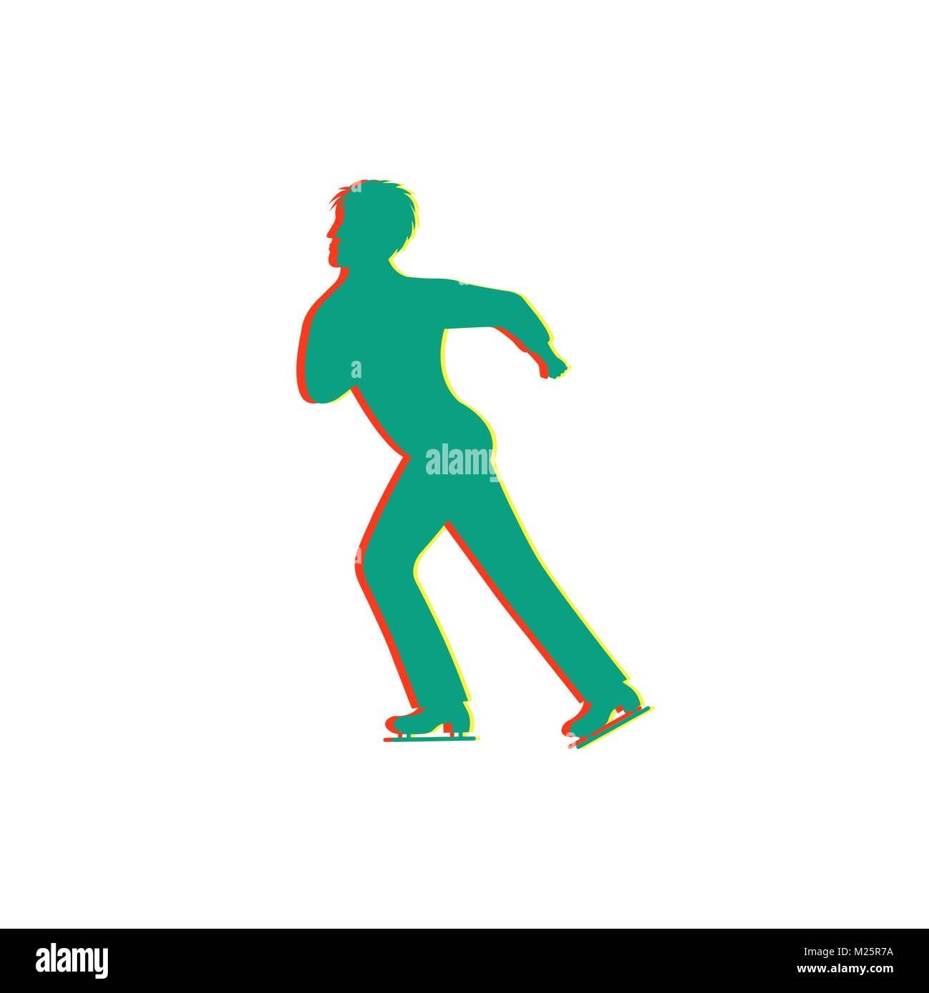 Men's figure skating. Isolated glitch icon Stock Vector