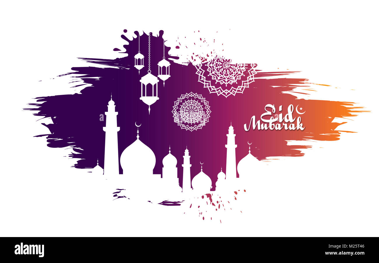 Islamic Festival Eid Mubarak Background Template Design on Abstract Style  Stock Photo - Alamy