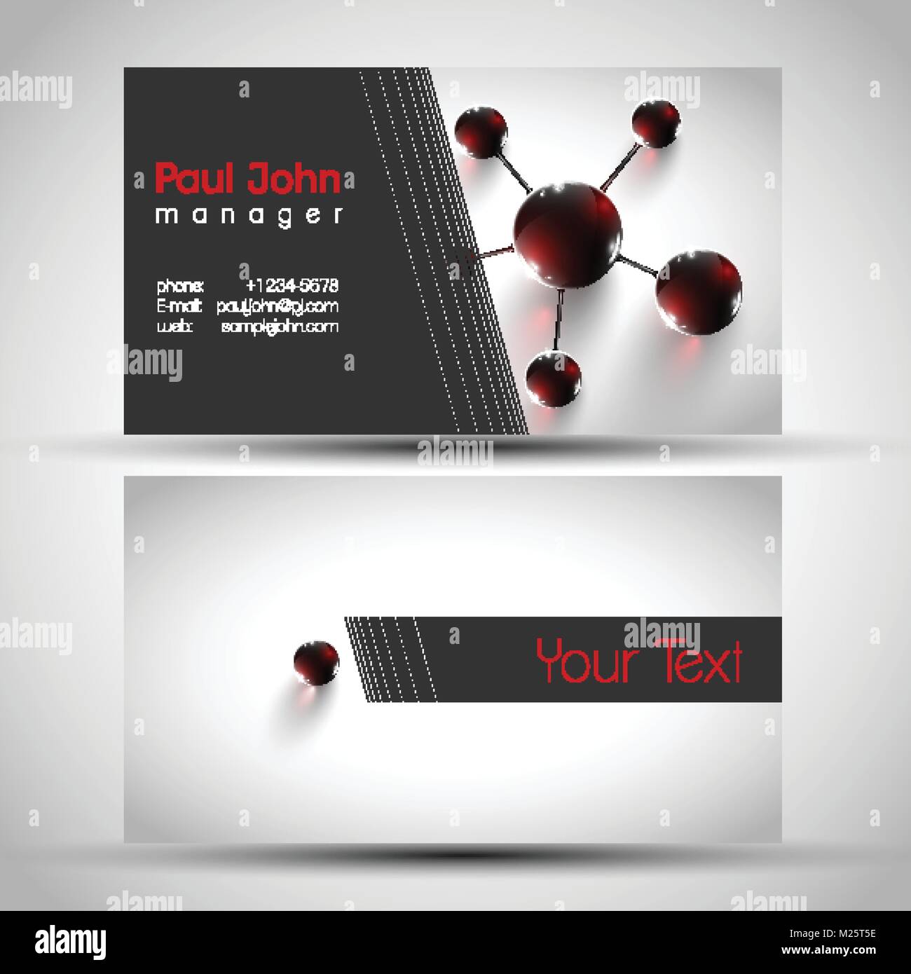 Elegant business card front and back side, vector illustration Stock