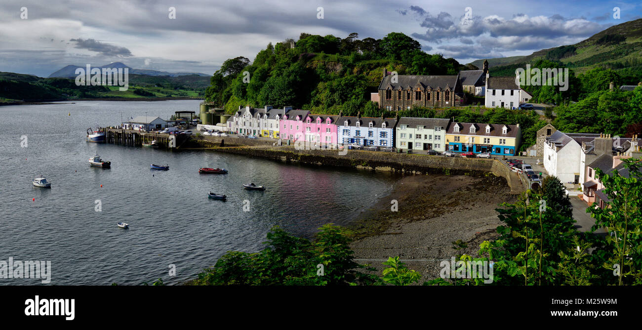 Portree Harbour in sunlight Stock Photo
