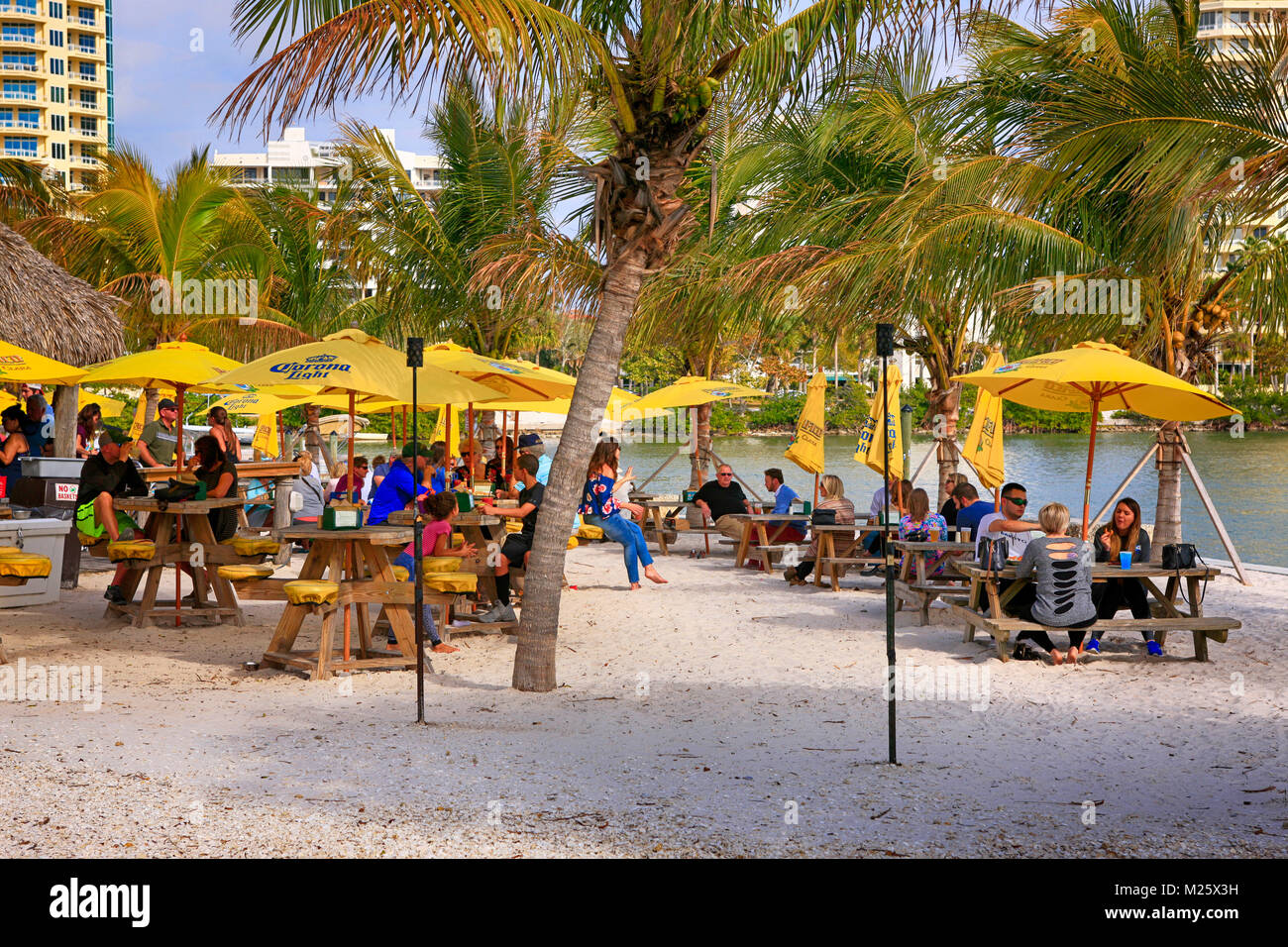 People at Oleary's Tiki Bar and Grill in Bayfront Park, Sarasota, FL