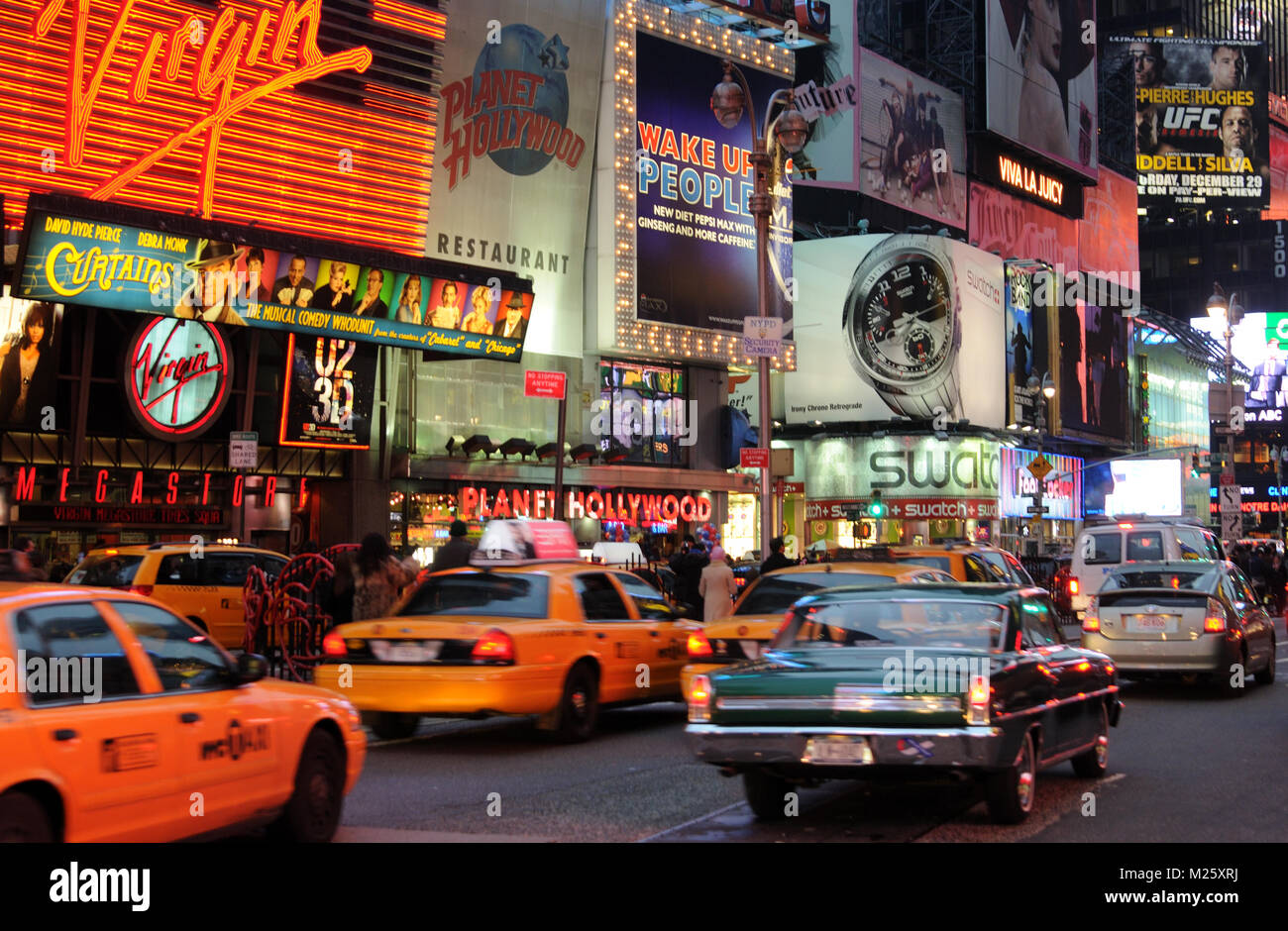 Evening time at the Broadway,  Manhattan, New York, USA Stock Photo