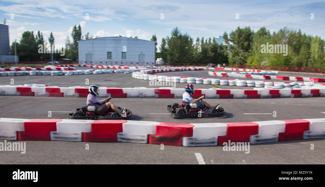 Indoor karting race  Stock Photo