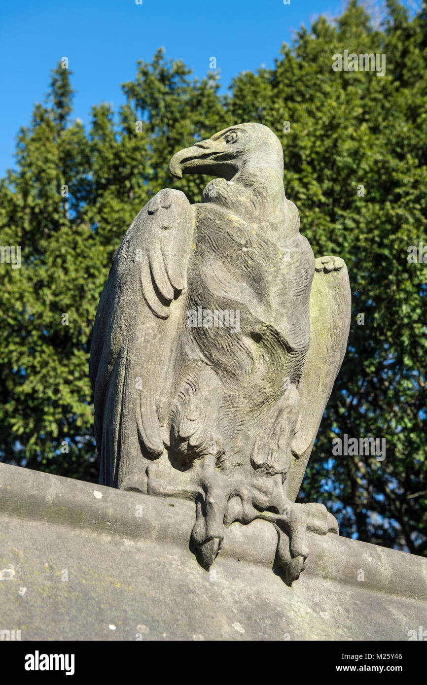 Stone Vulture on the Cardiff Castle Wall, Cardiff South Wales Stock Photo