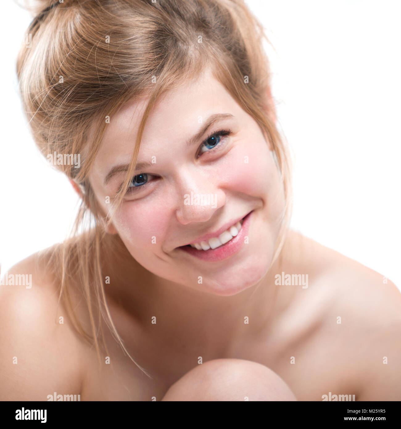 Portrait of a beautiful young cheerful woman Stock Photo
