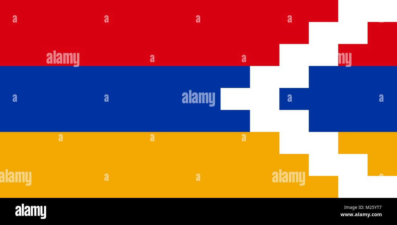 Official Large Flat Flag of Artsakh Horizontal Stock Photo