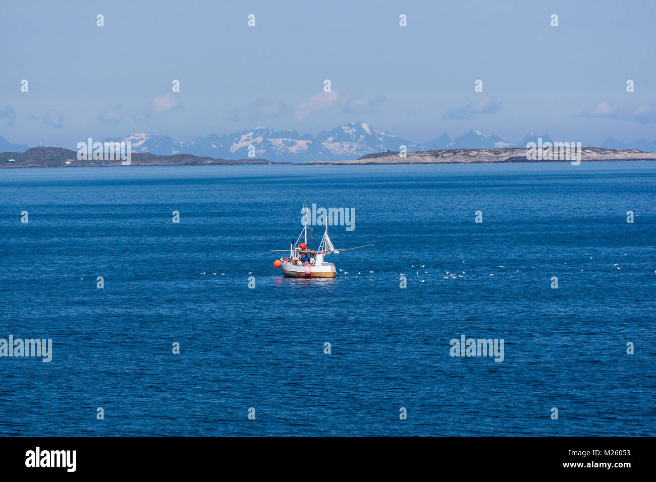 Fishing boat from the Ferry from Bodo to Moskenes, Lofoten archipelago, Norway Stock Photo Alamy