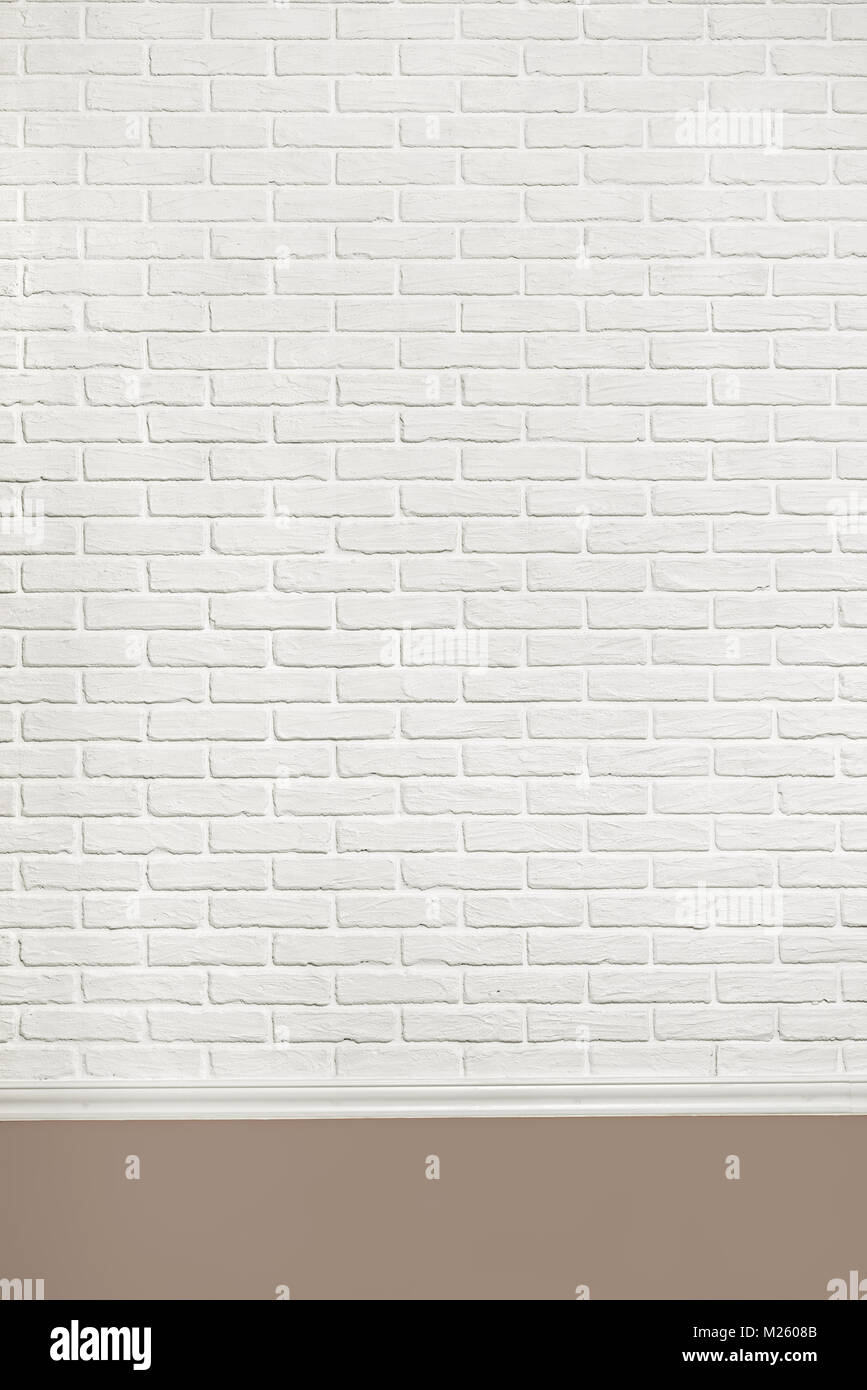 white brick wall with floor for background or texture, , abstract photo