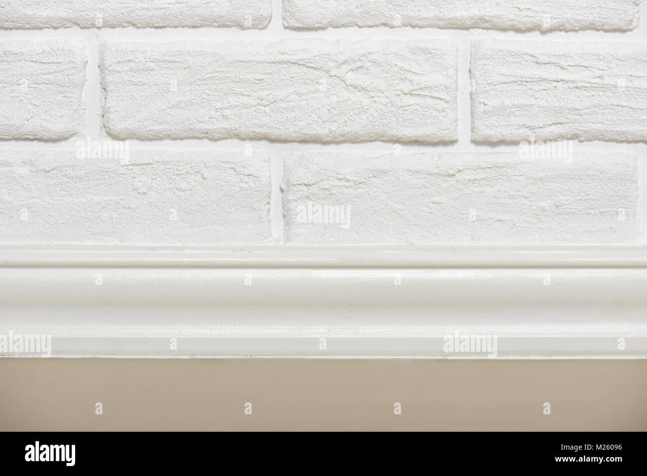white brick wall with floor for background or texture, , abstract photo