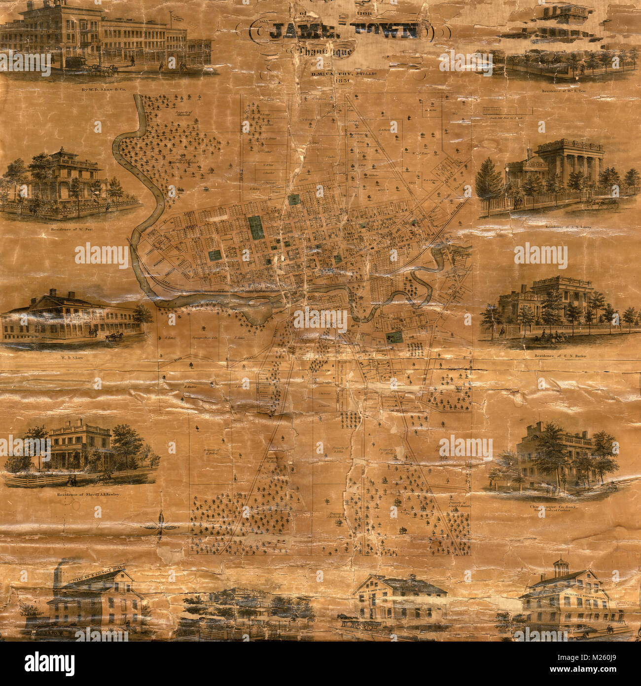 Map jamestown hi res stock photography - Historical Map Of Jamestown New York Circa 1856 M260J9 
