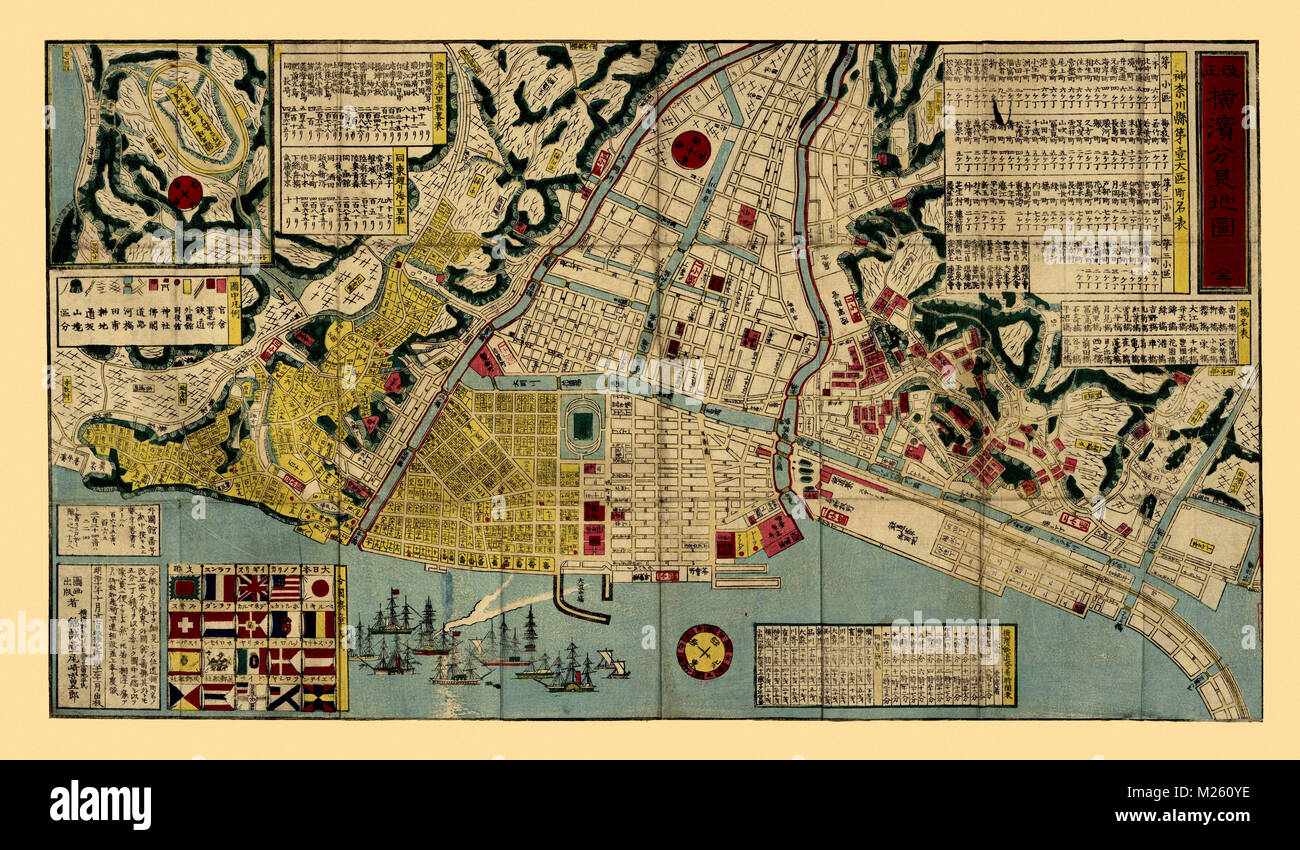 Historical map of yokohama japan hi-res stock photography Historical map of yokohama japan hi-res stock photography