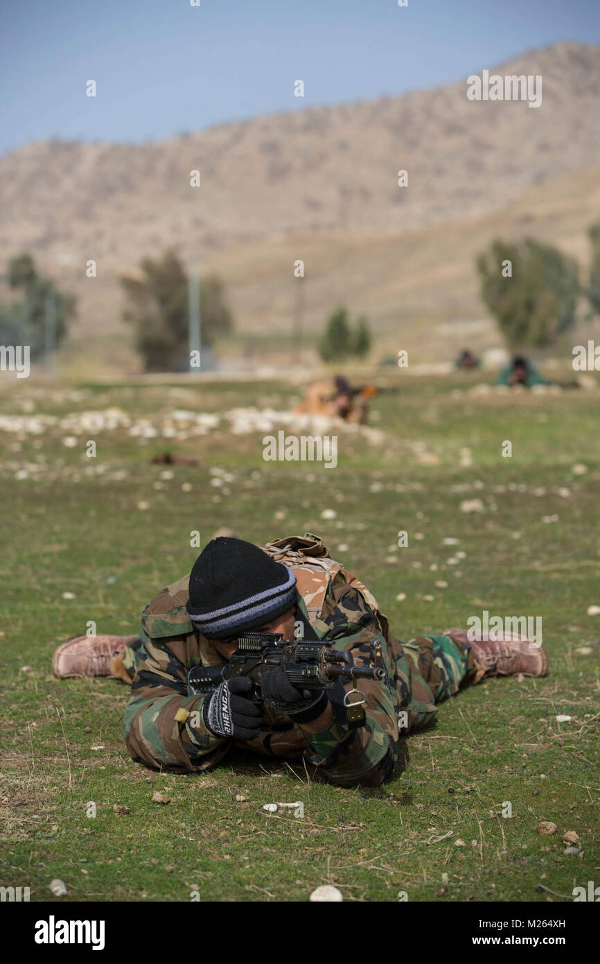 Coalition partners and security force members scan their sectors of