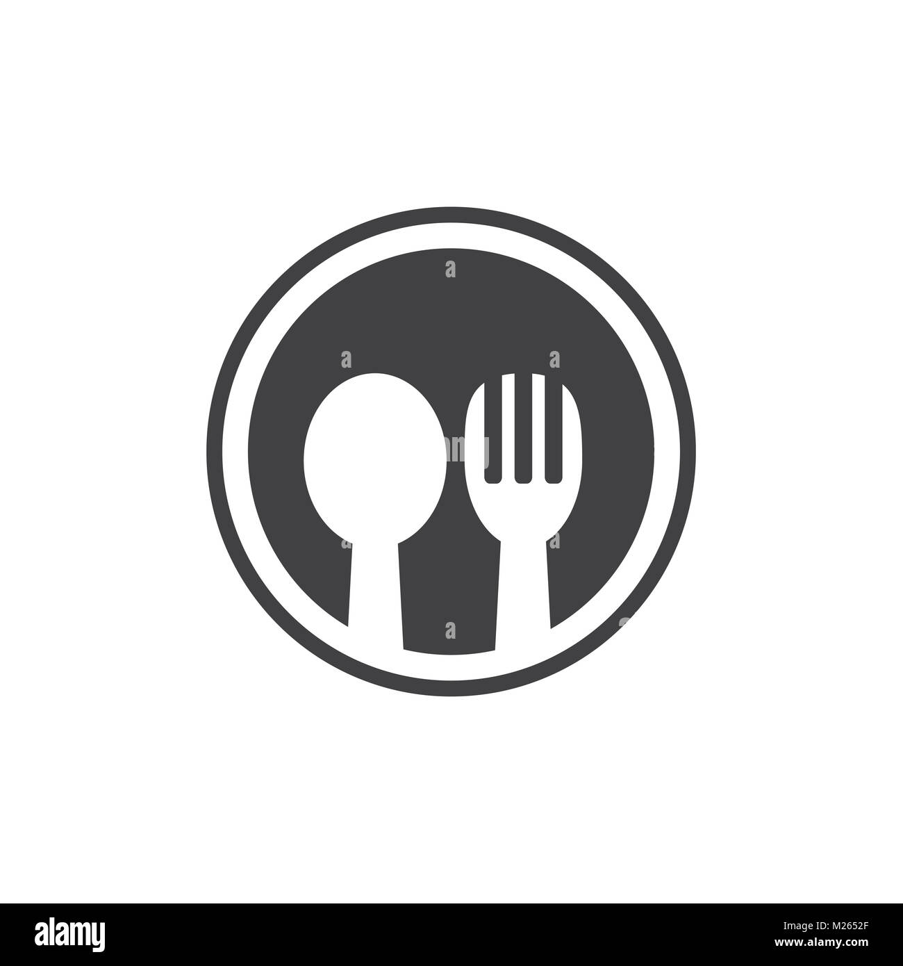Spoon and fork Icon on white background , Vector Stock Photo - Alamy