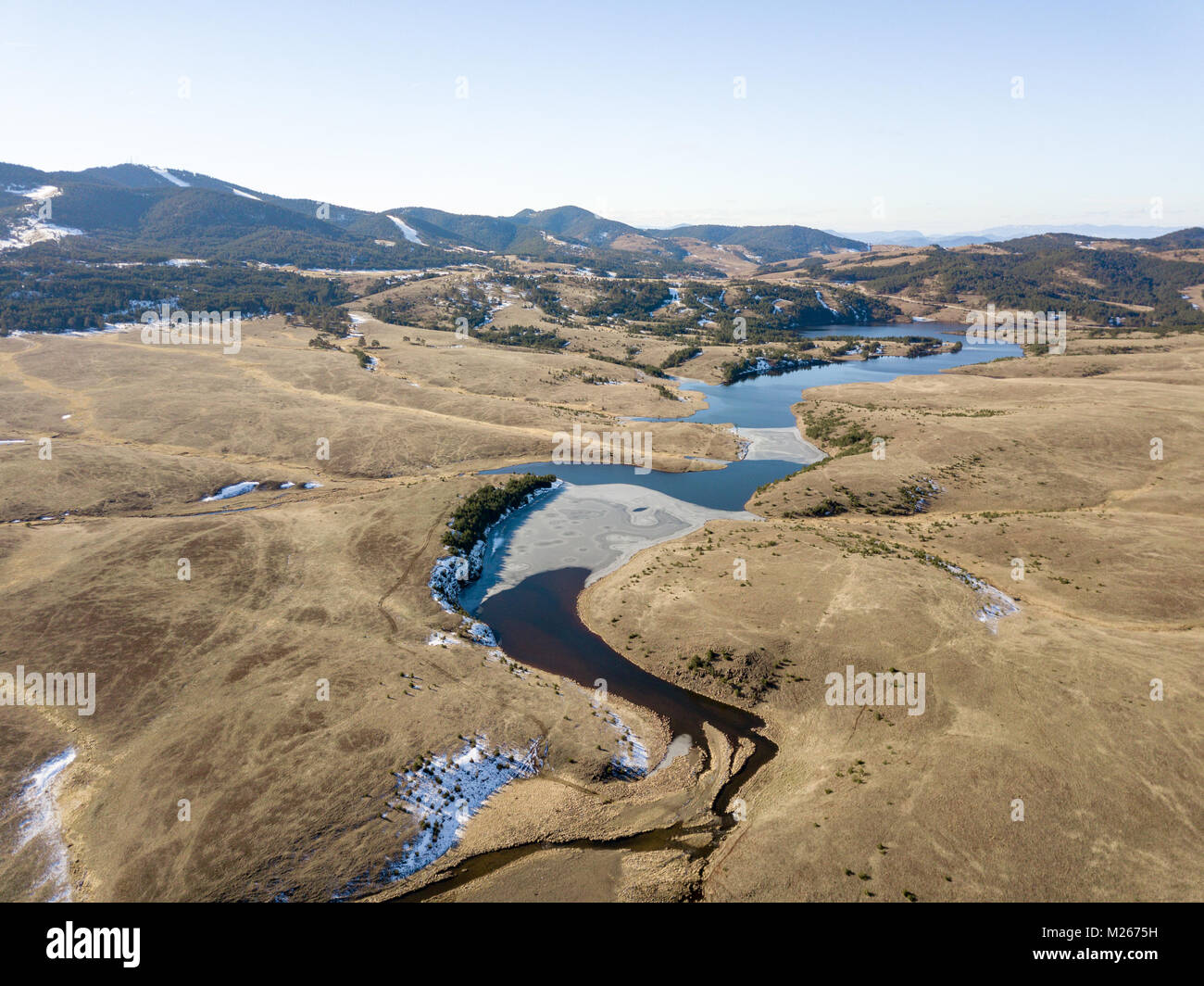 Aerial shot above frozen river hi-res stock photography and images - Alamy