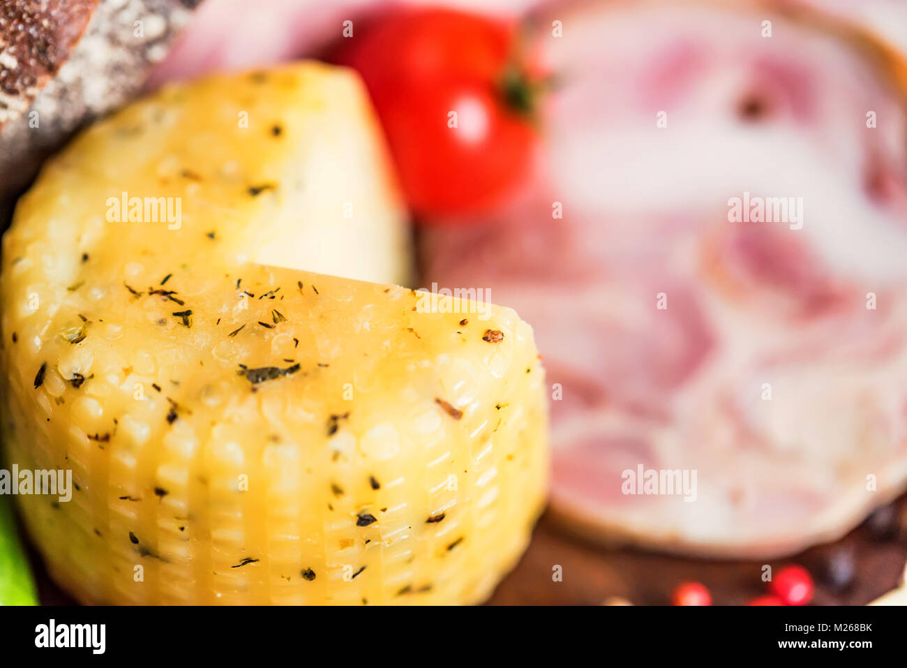 Cheese, turkey roll and vegetables Stock Photo Alamy