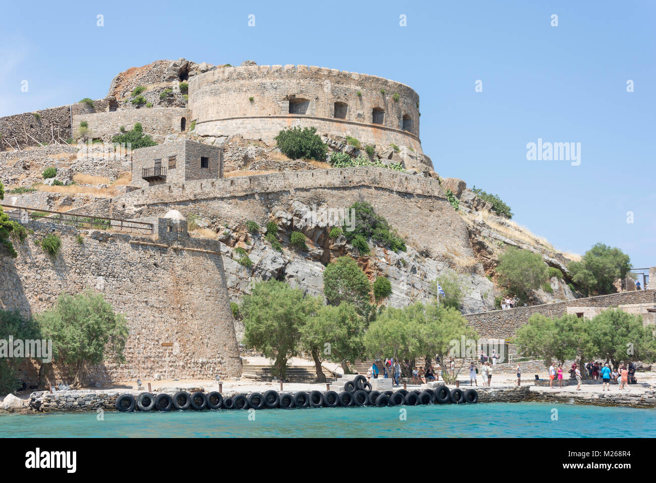 Venetian fortifications, Spinalonga (Kalydon) Island, Elounda, Lasithi Region, Crete (Kriti), Greece Stock Photo