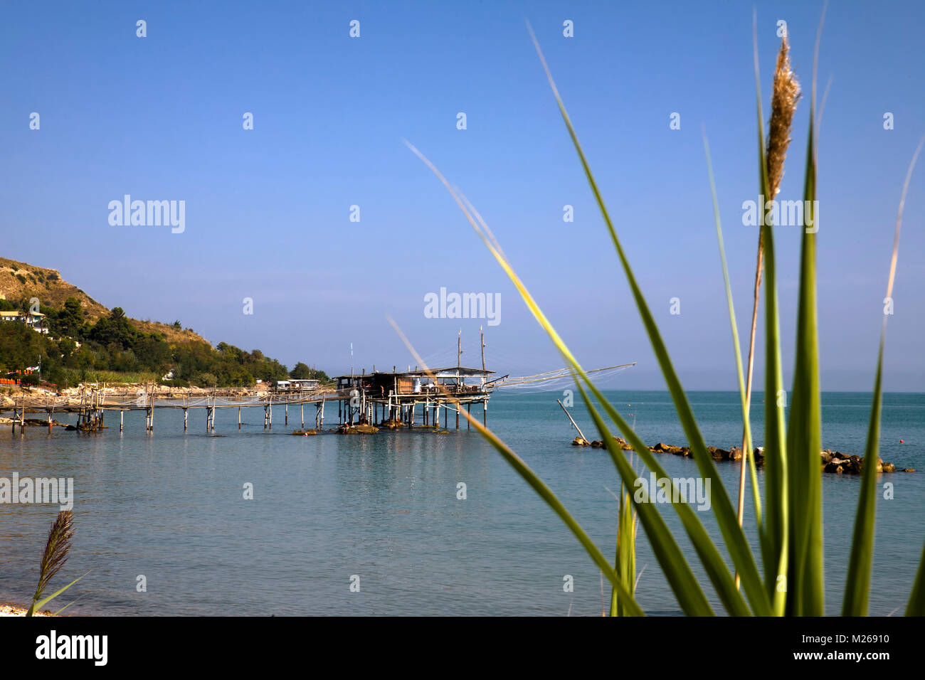 A trabocco, or traditional fishing platform, at La Penna, near Fossacesia, Chieti, Abruzzo, Italy Stock Photo