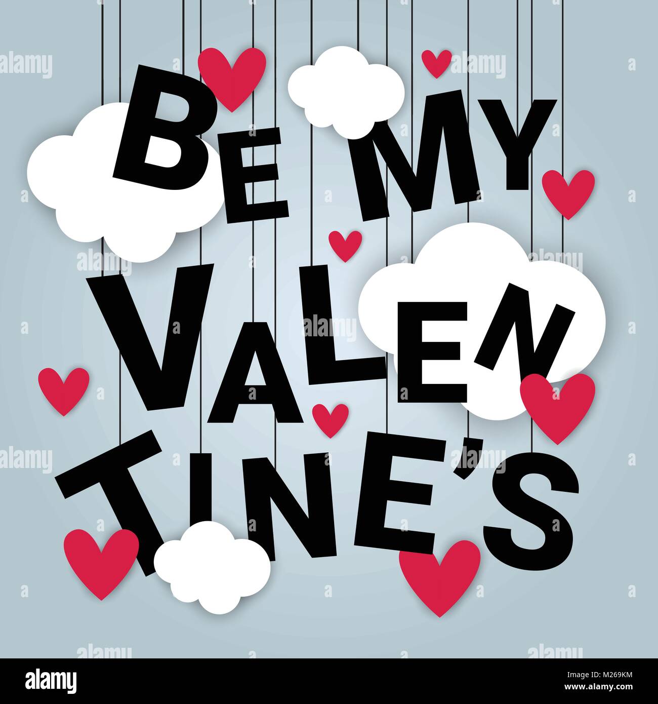 Valentine Day Card Background Concept With Paper Cut Clouds And Heart ...