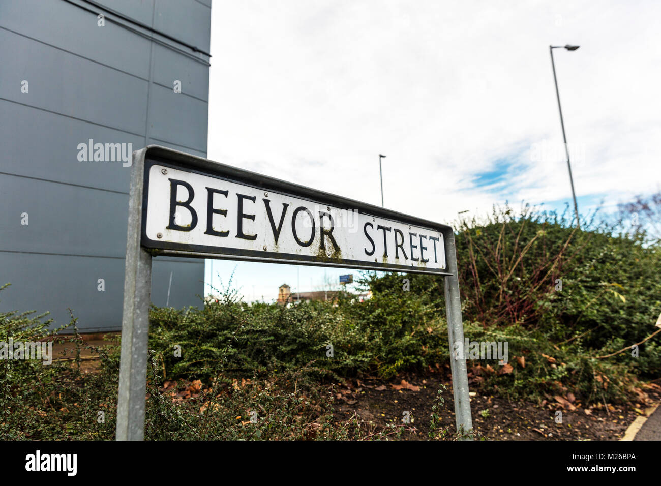 Beevor Street Lincoln City UK England, beaver, funny street names UK, amusing street name UK, funny street name uk, funny road name uk, funny, amusing Stock Photo