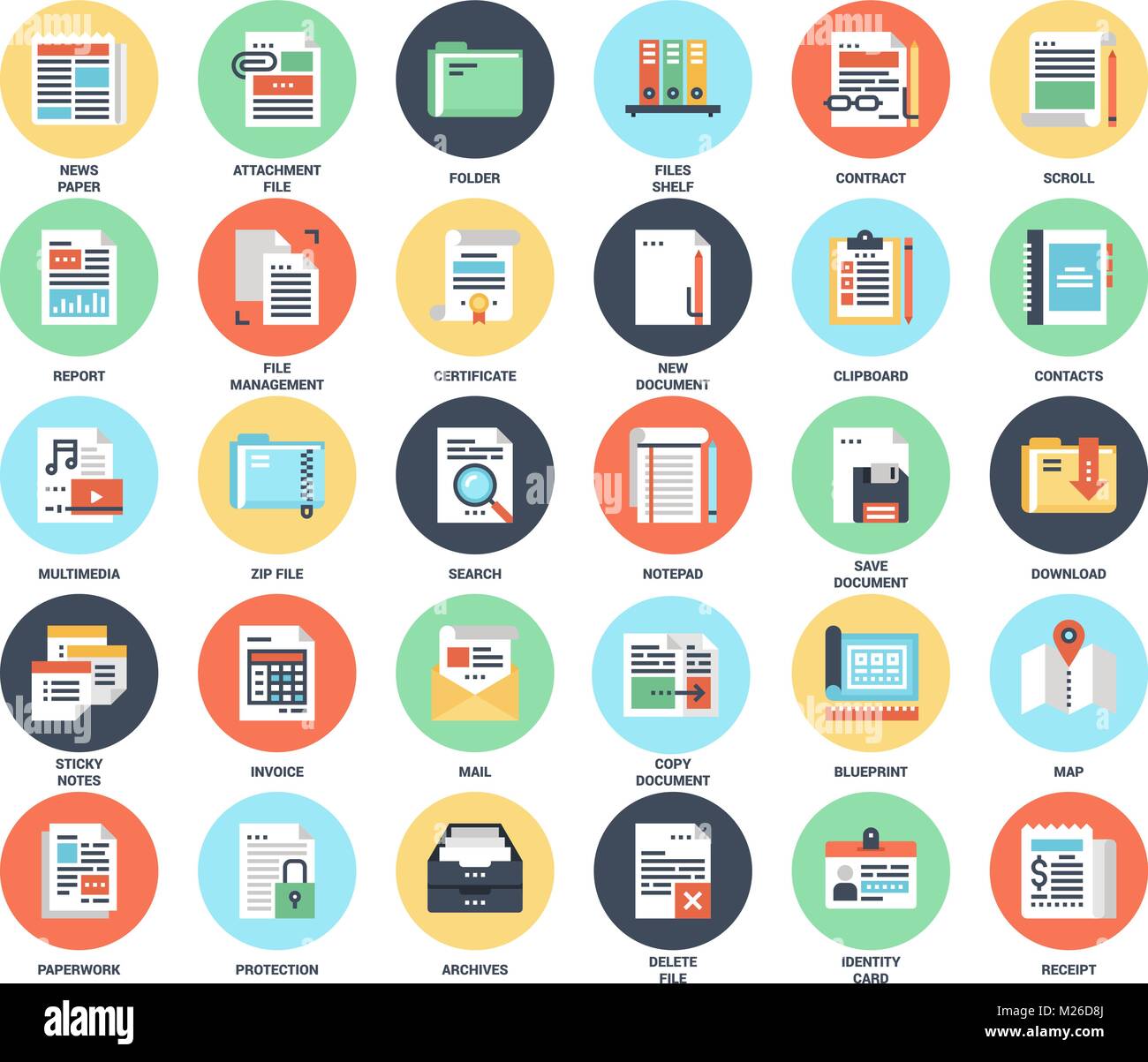 Files and documents flat icons Stock Vector Image & Art - Alamy