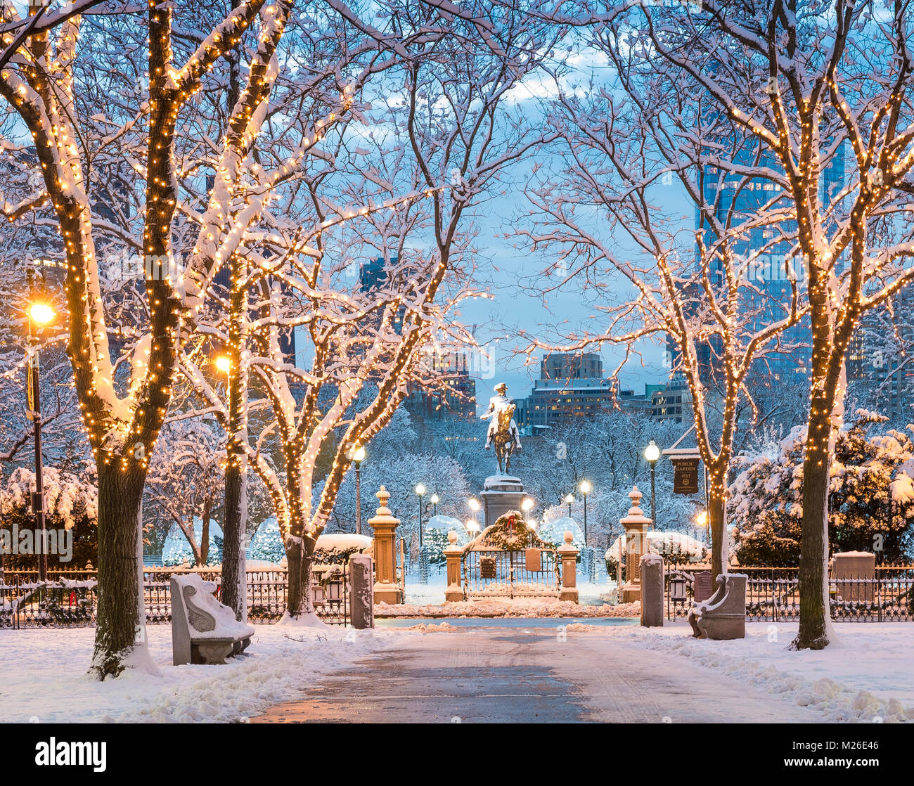 Winter in Boston, Massachusetts, USA at sunrise Stock Photo Alamy
