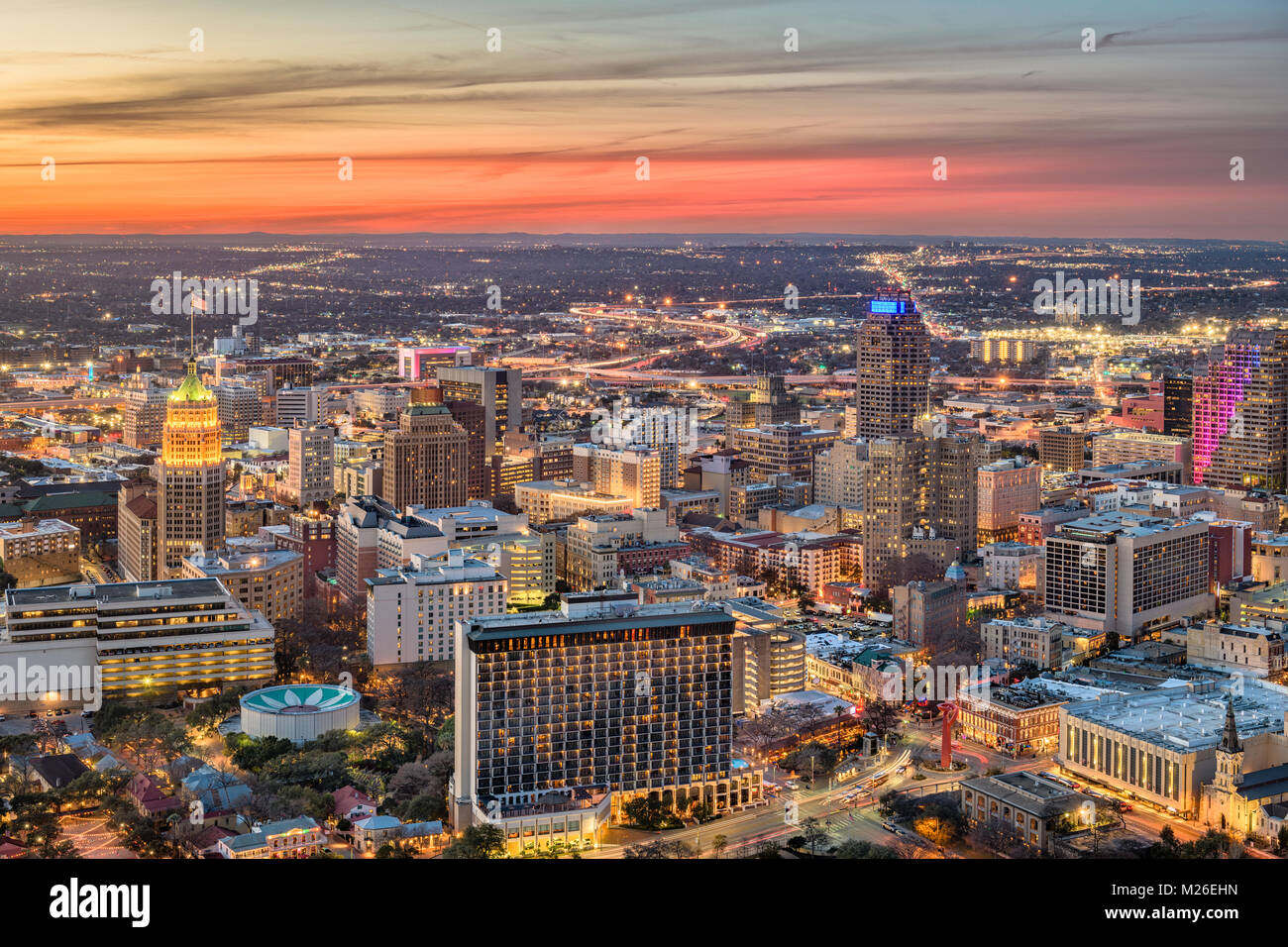 San antonio skyline aerial hires stock