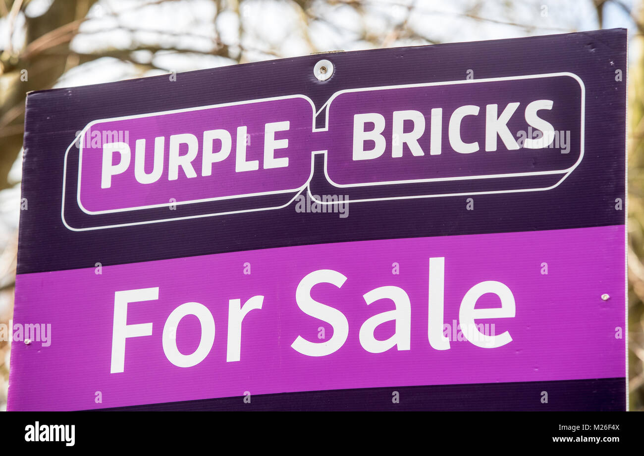 Purple bricks estate agency sign hires stock photography and images
