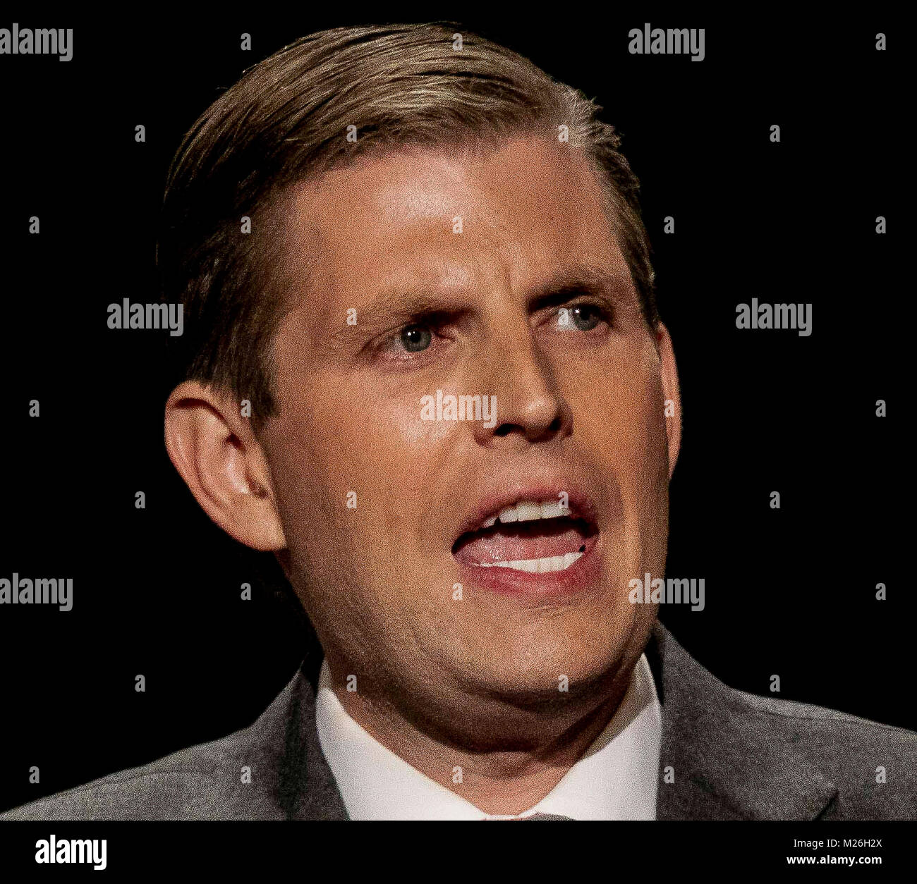 Cleveland Ohio, USA, 20th July, 2016 Eric Trump, son of presidential candidate Donald Trump delivering speech during the Republican National Convention in the Quicken Arena. Stock Photo